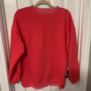 Aerie Women’s Pleated Oversized Sleeve Real Fleece Crew Sweatshirt Red Size XS